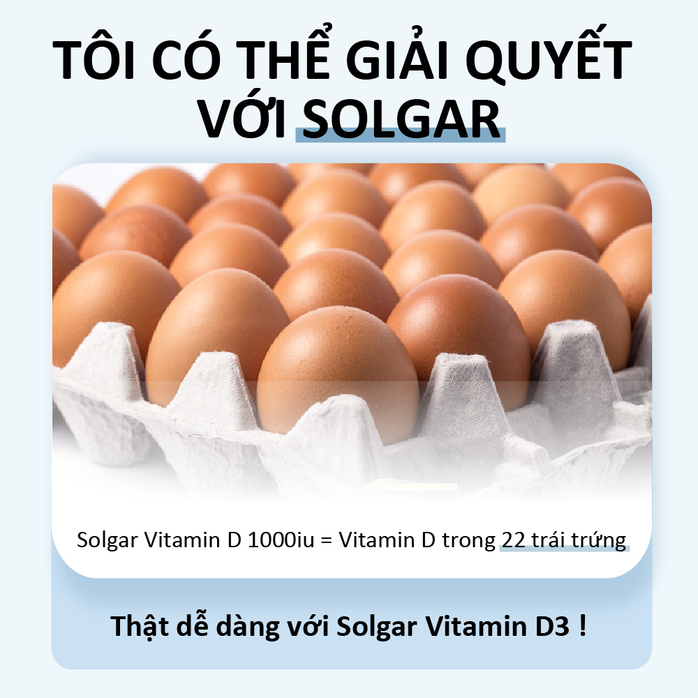 NHẬP KHẨU USA CHÍNH HÃNG - Viên uống ngừa loãng xương, hỗ trợ sức khỏe xương khớp Solgar Vitamin D3 1000 IU 