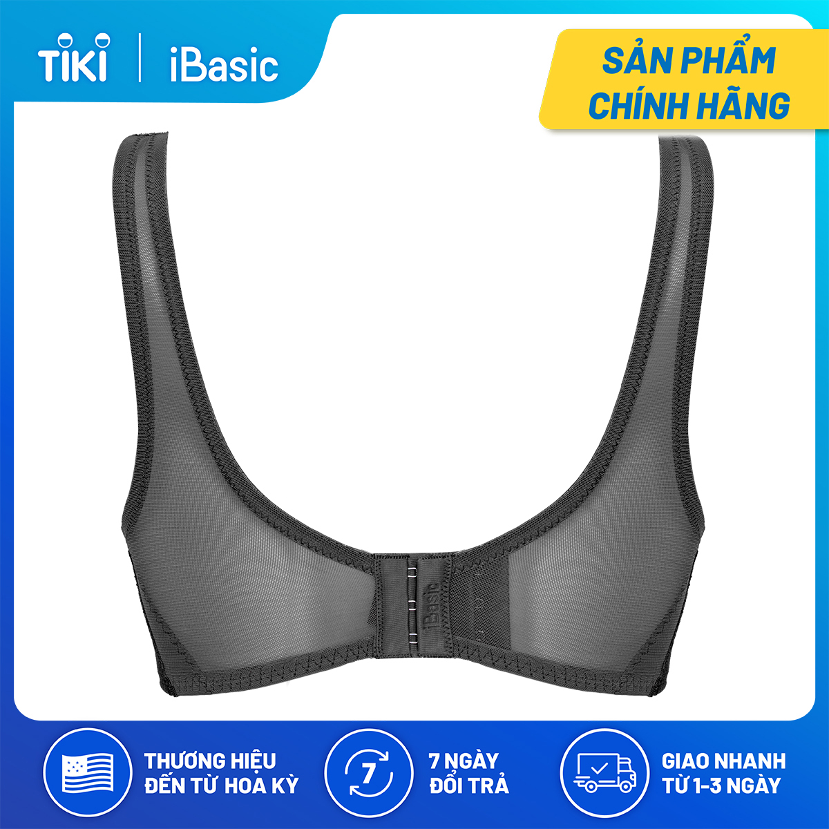 Áo ngực không gọng mút vừa ren cổ V iBasic BRAW090