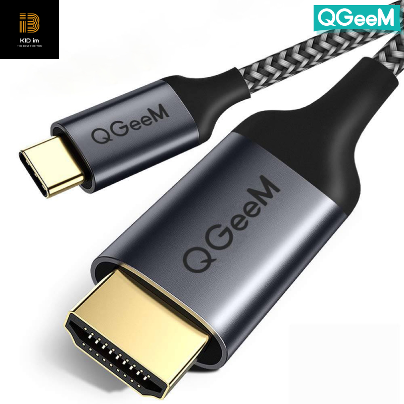 Cáp chuyển đổi Type C sang HDMI QGeeM dài 1.2m 4K@60Hz (tương thích cổng Thunderbolt 3) cho iPad Pro,MacBook Pro 2018 iMac, Pixel,Galaxy S9 Note9 S8 Surface Book HDMI Type C-Hàng Chính Hãng