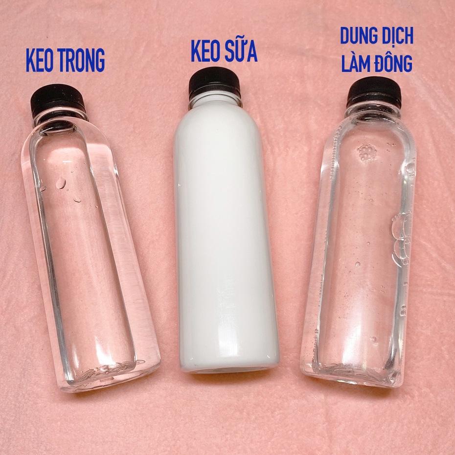 Combo 3 Chai Keo trong + Keo sữa + Dung dịch Làm Đông Slime Activator - Nguyên Liệu Làm Slime