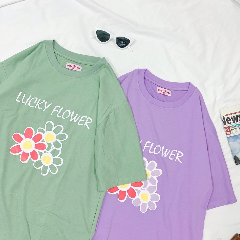 Áo Thun Tay Lỡ Unisex Form Rộng LUCKY FLOWERS