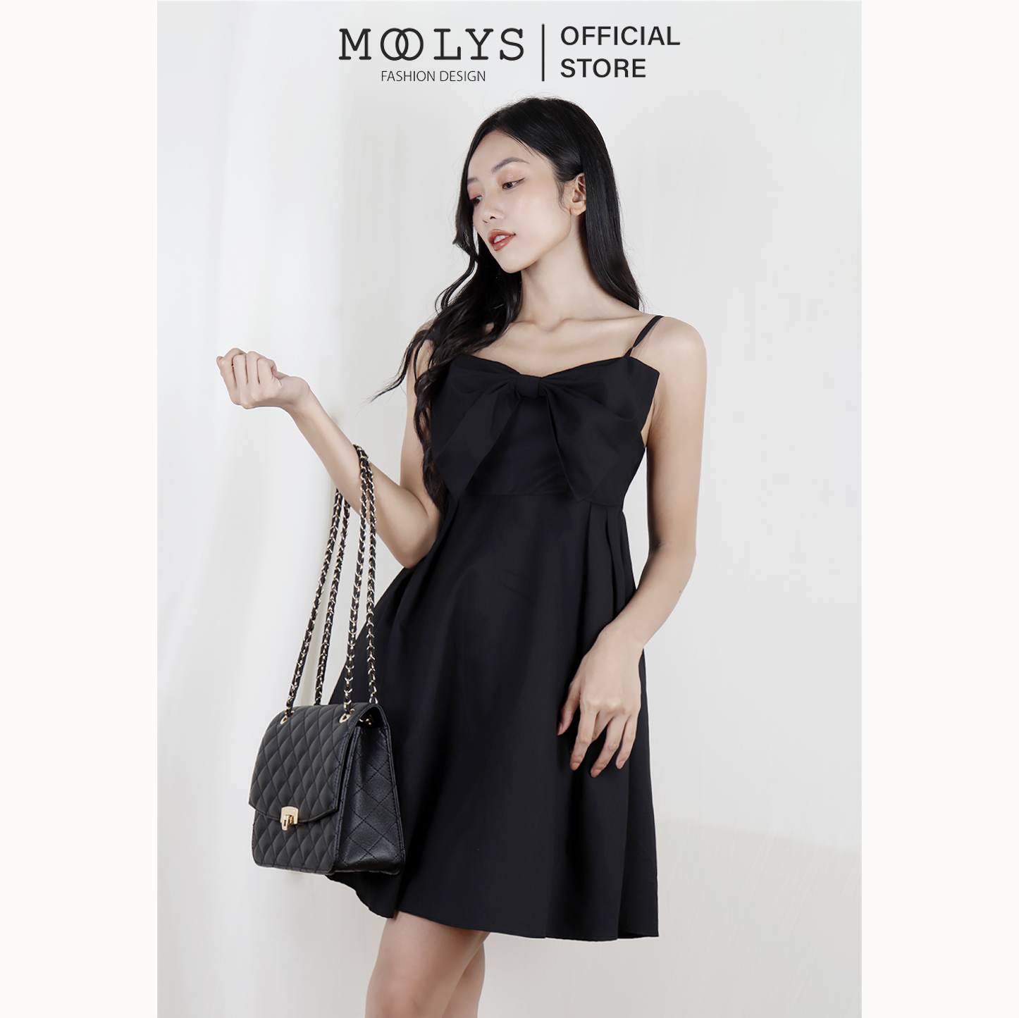 Đầm hai dây đính nơ dễ thương Moolys MD007