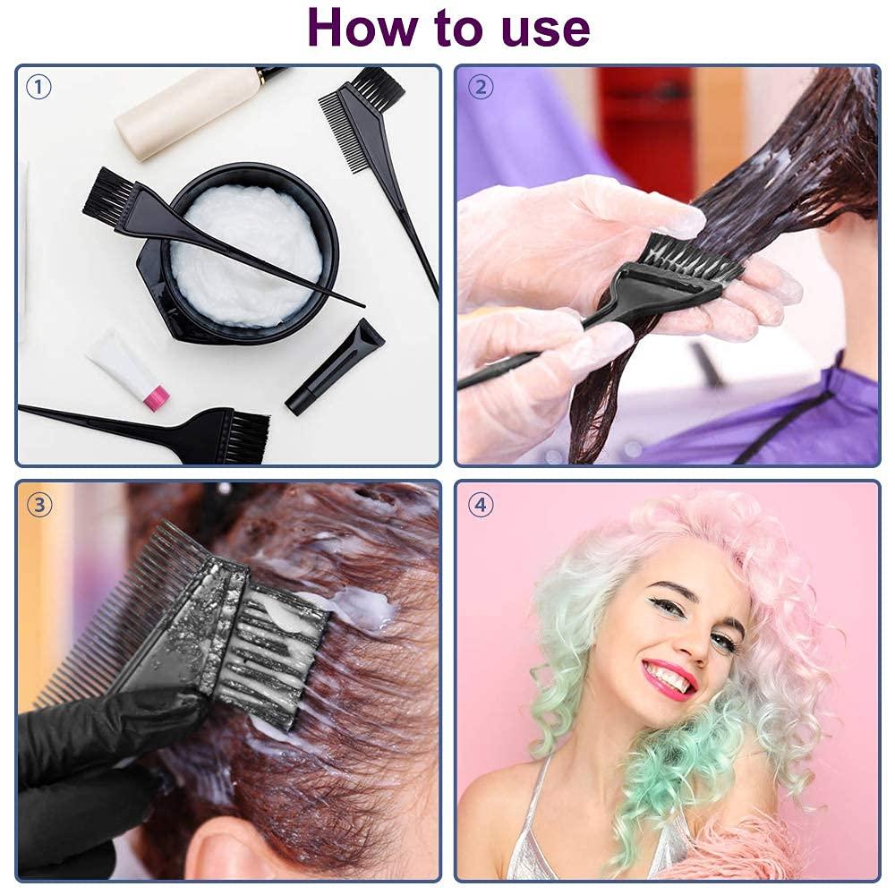 Bàn chải màu tóc và bộ bát, công cụ bàn chải màu 4 miếng trộn tô màu Bowl Coloring comp