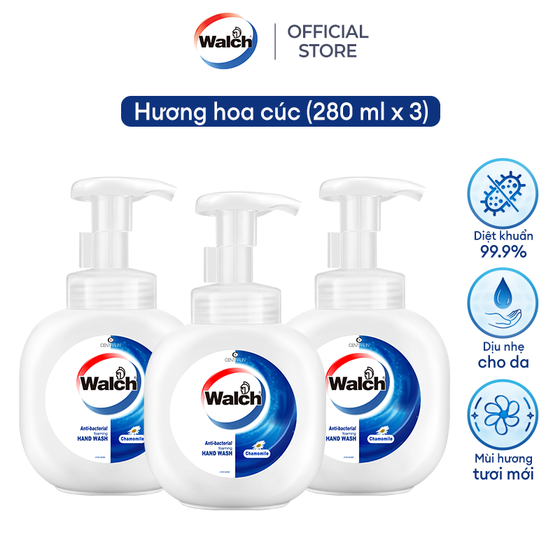 Combo 3 Bọt rửa tay kháng khuẩn Walch dưỡng da tay mềm mịn