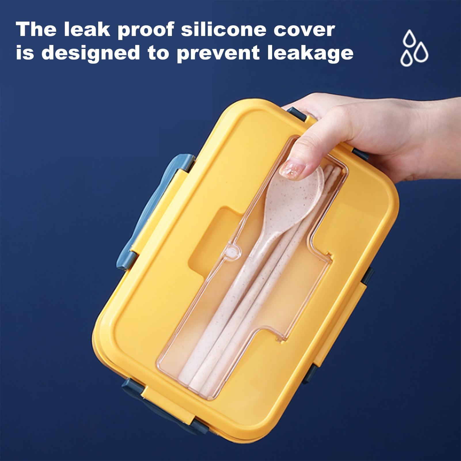 Hộp Cơm Bento 3 Ngăn Cho Trẻ Em Có Thìa & Đũa Có Thể Dùng Lò Vi Sóng