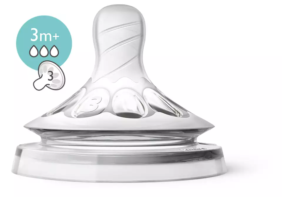 Vỉ 2 núm ty silicone Philips Avent mô phỏng tự nhiên (SCF653/23, 3-6M)