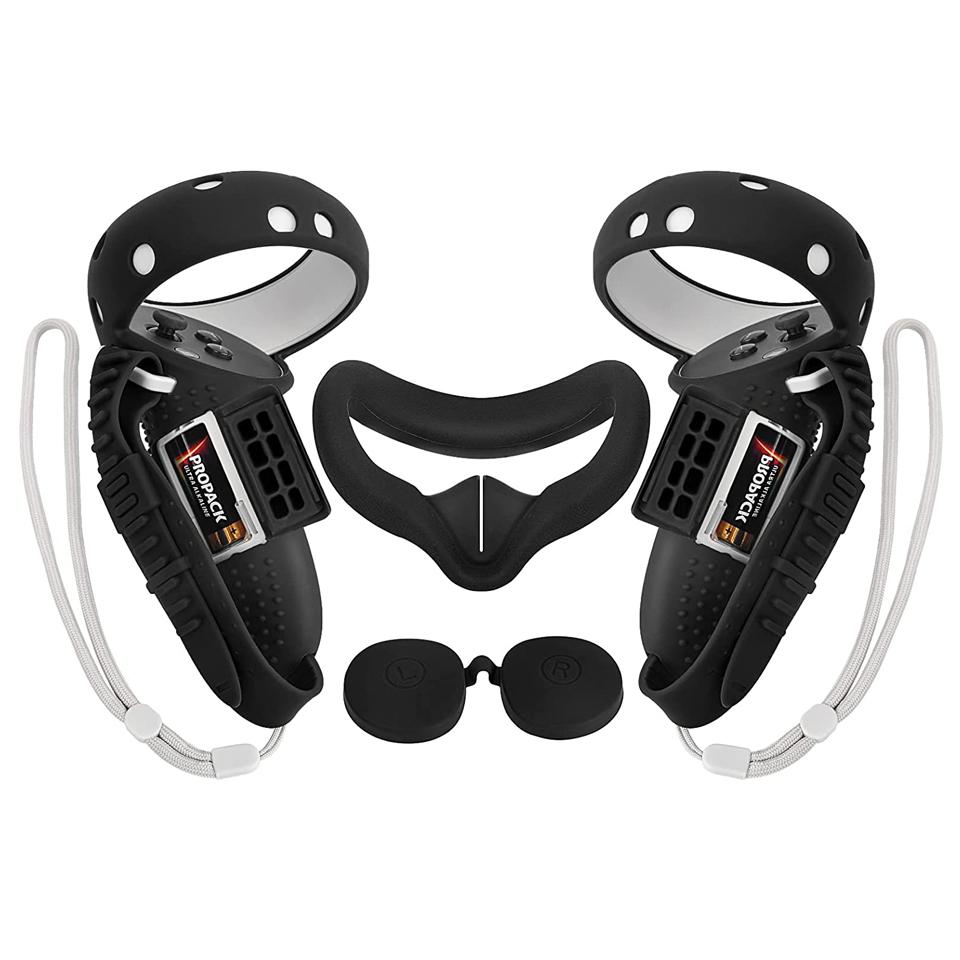 Tấm che mặt silicon Tay cầm điều khiển mở rộng cho phụ kiện Oculus Quest 2 Chống trượt với dây đeo tay có thể điều chỉnh Bộ nắp ống kính Màu sắc: Xanh dương