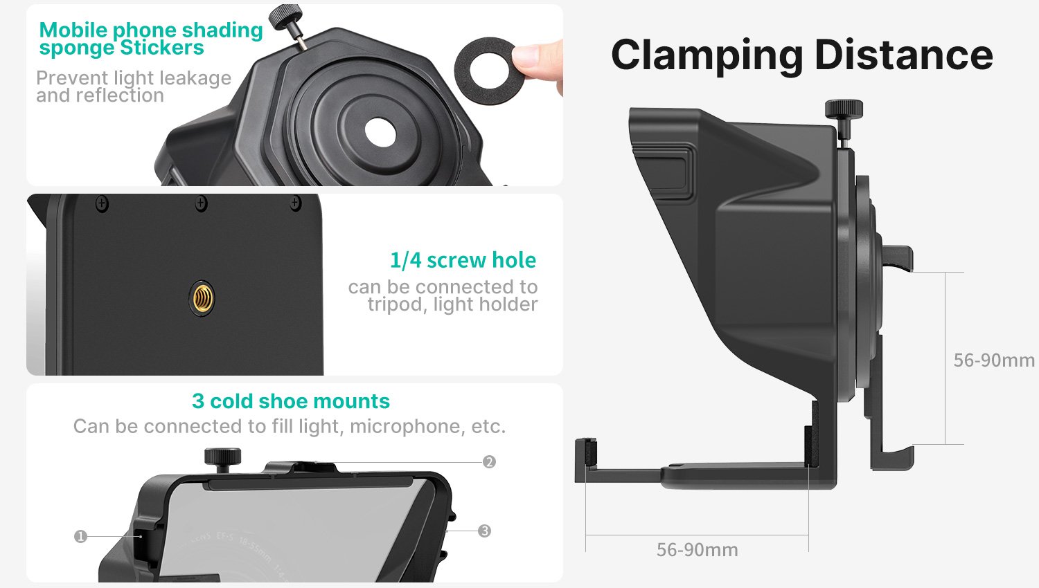 Ulanzi Teleprompter PT-15 - Máy Nhắc Chữ Mini Dùng Cho Điện Thoại, Máy Ảnh, Máy Quay - Hàng Chính Hãng