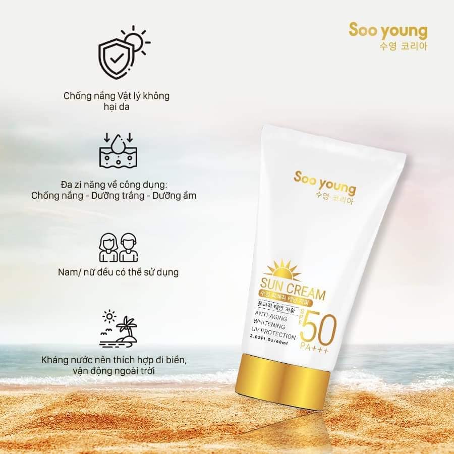 KEM CHỐNG NẮNG SUN CREAM SPS 50+ PA+++ SOO YOUNG