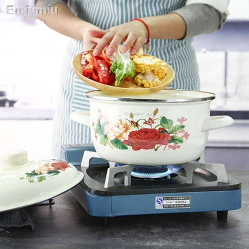 Nồi tráng men dày 16-24cm có nắp đậy tô mì ăn liền hai bên, tô trộn trái cây, nồi nấu phở, nồi hầm, bếp từ đa năng