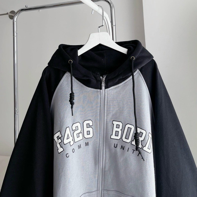 Áo Khoác Nỉ Chữ F426 BORD Có Nón Mũ 2 Lớp , Phối Rap Lăng -Kiểu Hoodie Có Khóa Kéo Zip Nam Nữ Cặp Đôi