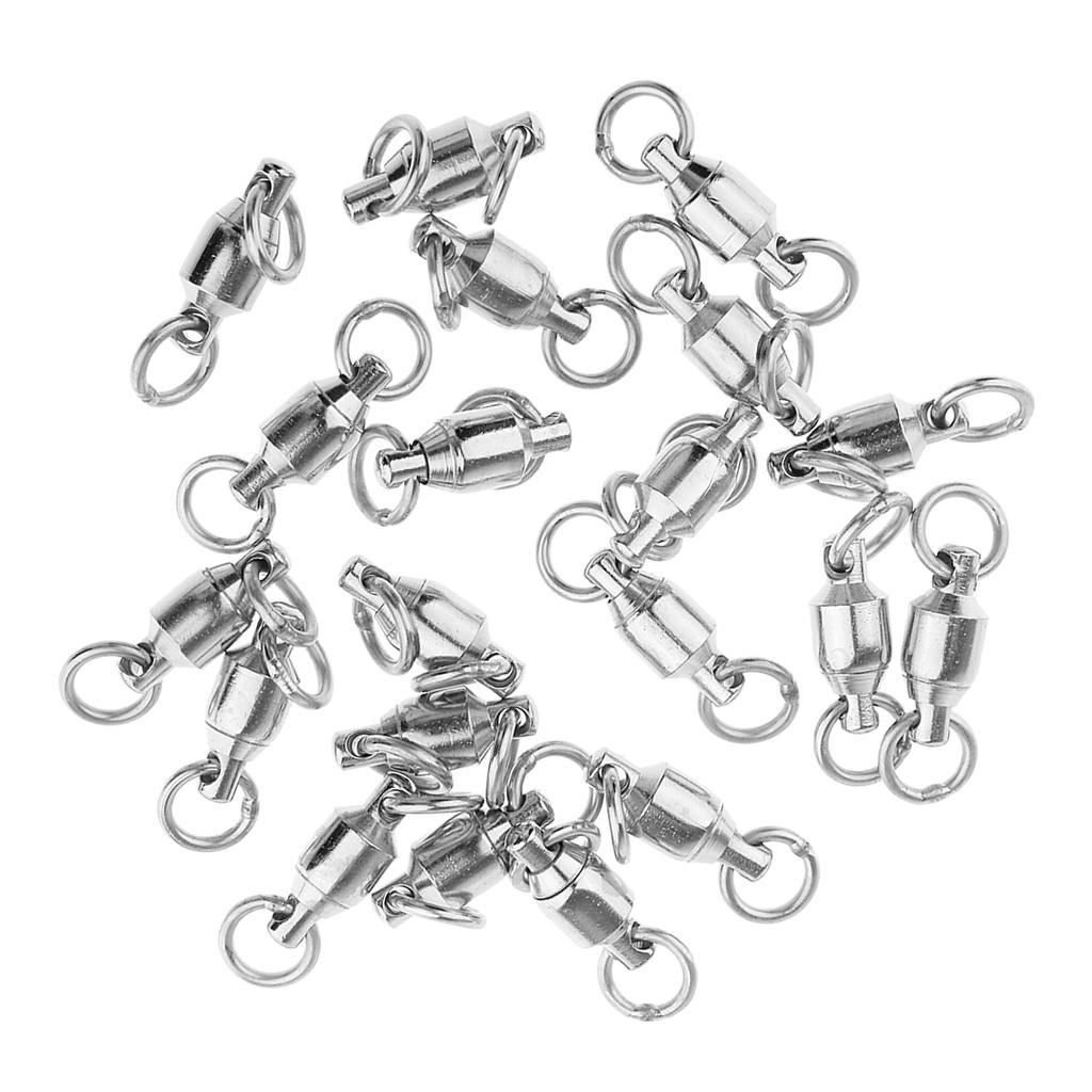 20 Pcs Alloy Heavy Duty Ball Bearing Swivel Solid Ring Fishing Swivels 1#