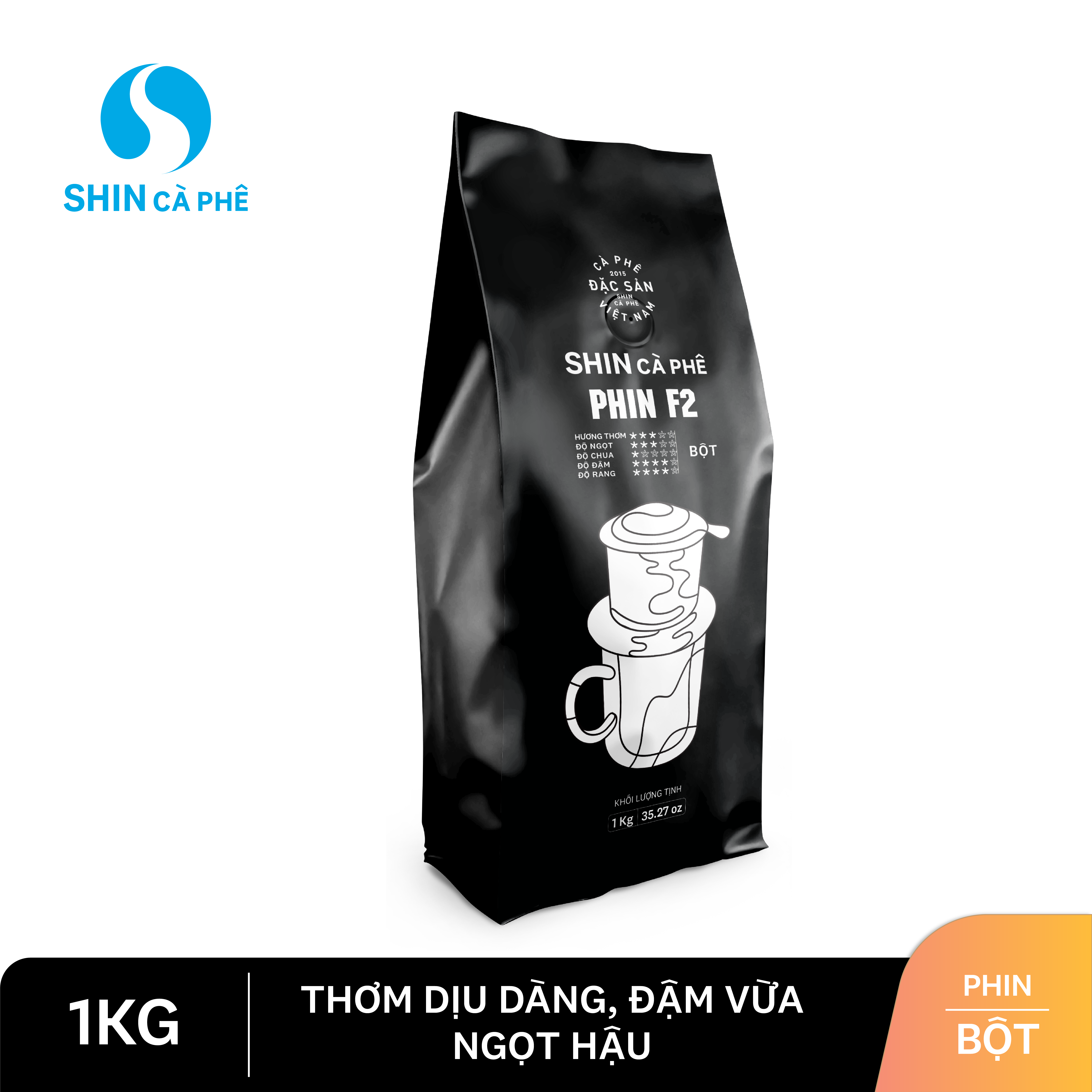 SHIN Cà Phê - Phin F2 1Kg Bột - Cà Phê Nguyên Chất Pha Phin