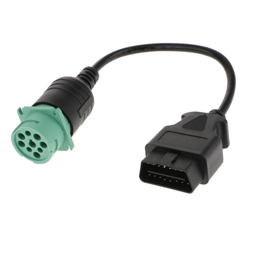 Pair 9 Pin Male to OBDII 16 Pin Adapter Connector Cable for Truck