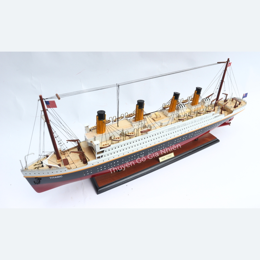 (Giá xưởng/Ảnh thật) Mô Hình Thuyền Gỗ Phong Thủy Gia Nhiên, Thuyền Du Lịch Gỗ RMS TITANIC, Có Đèn, Dài 60cm, Cao Cấp Loại 1