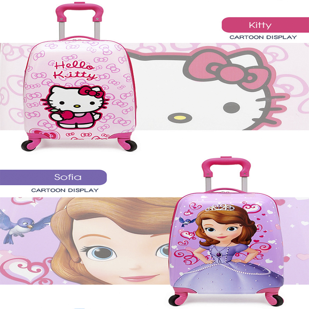 Vali Kéo Du Lịch Trẻ Em ABG, Vali Đẩy Size 18 In 2 Mặt Hình Công Chúa Ngộ Nghĩnh, Mèo Hello Kitty Dành Cho Bé Gái, Thiết Kế Nhỏ Gọn, Tiện Lợi , Giao Màu Ngẫu Nhiên -Hàng Chính Hãng