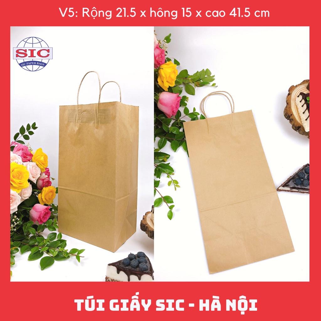 100 CHIẾC TÚI GIẤY KRAFT V5-21,5x15x41,5cm CÓ QUAI