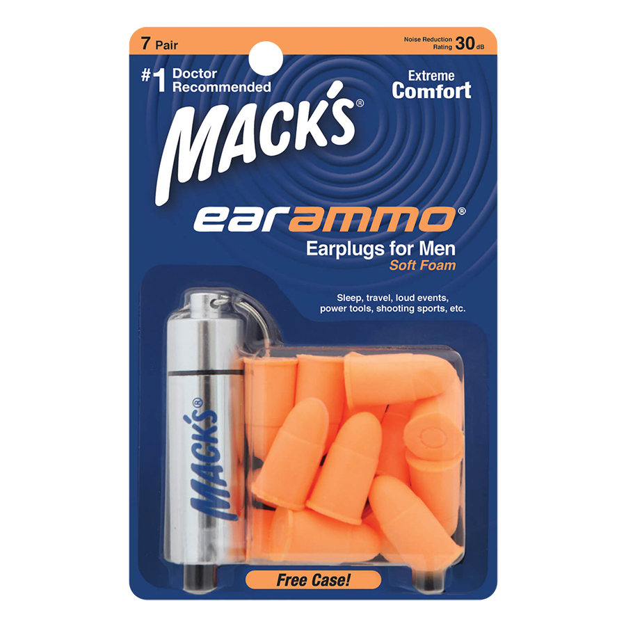 Hộp 7 Nút Bịt Tai Đặc Biệt Ear Ammo® Cho Nam Kèm Hộp Nhôm Mack's #947