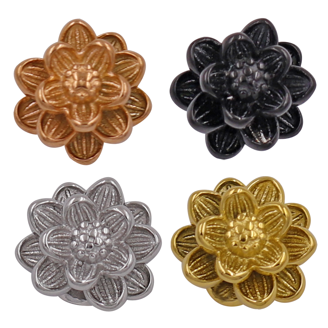 Vòng chuỗi đeo tay đá howlite 12 ly charm hoa sen inox, vòng chuỗi phong thuỷ, bông sen inox, vòng chuỗi hạt, vòng chuỗi tay charm bông sen inox