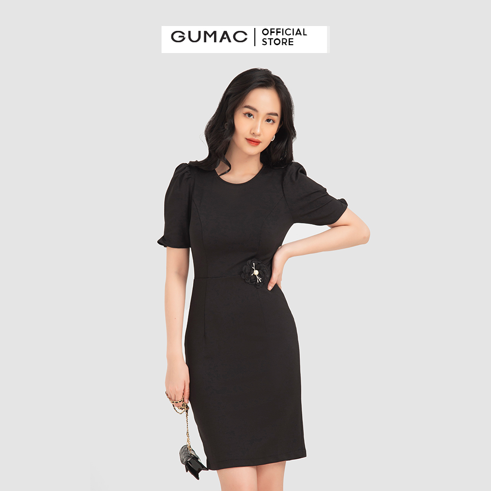 Đầm dáng ôm GUMAC DB12038 cơ bản tay lỡ