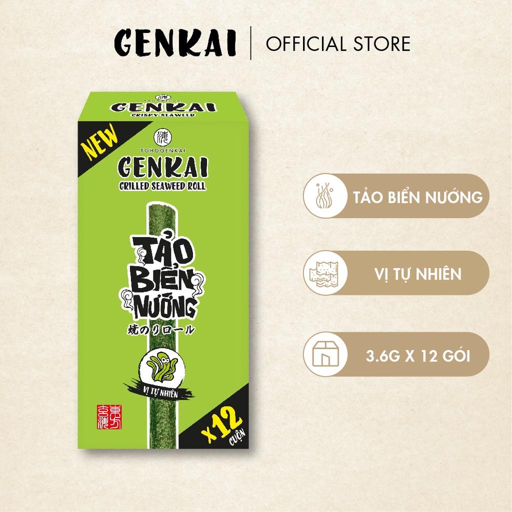 Snack Tảo Biển Nướng Cuộn GENKAI Vị Tự Nhiên Hộp 43.2g (3.6g x 12 gói)