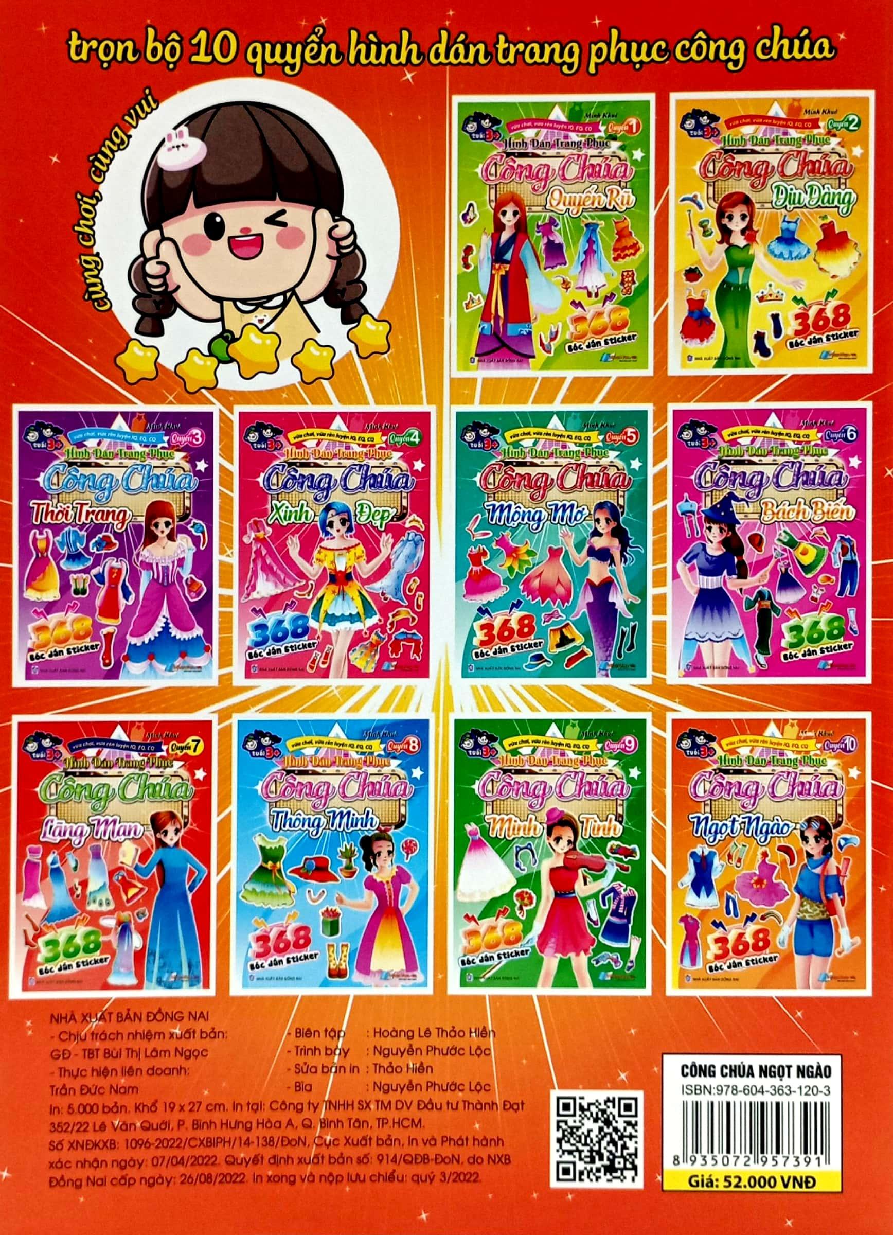 368 Bóc Dán Sticker - Hình Dán Trang Phục Công Chúa - Quyển 10 - Ngọt Ngào
