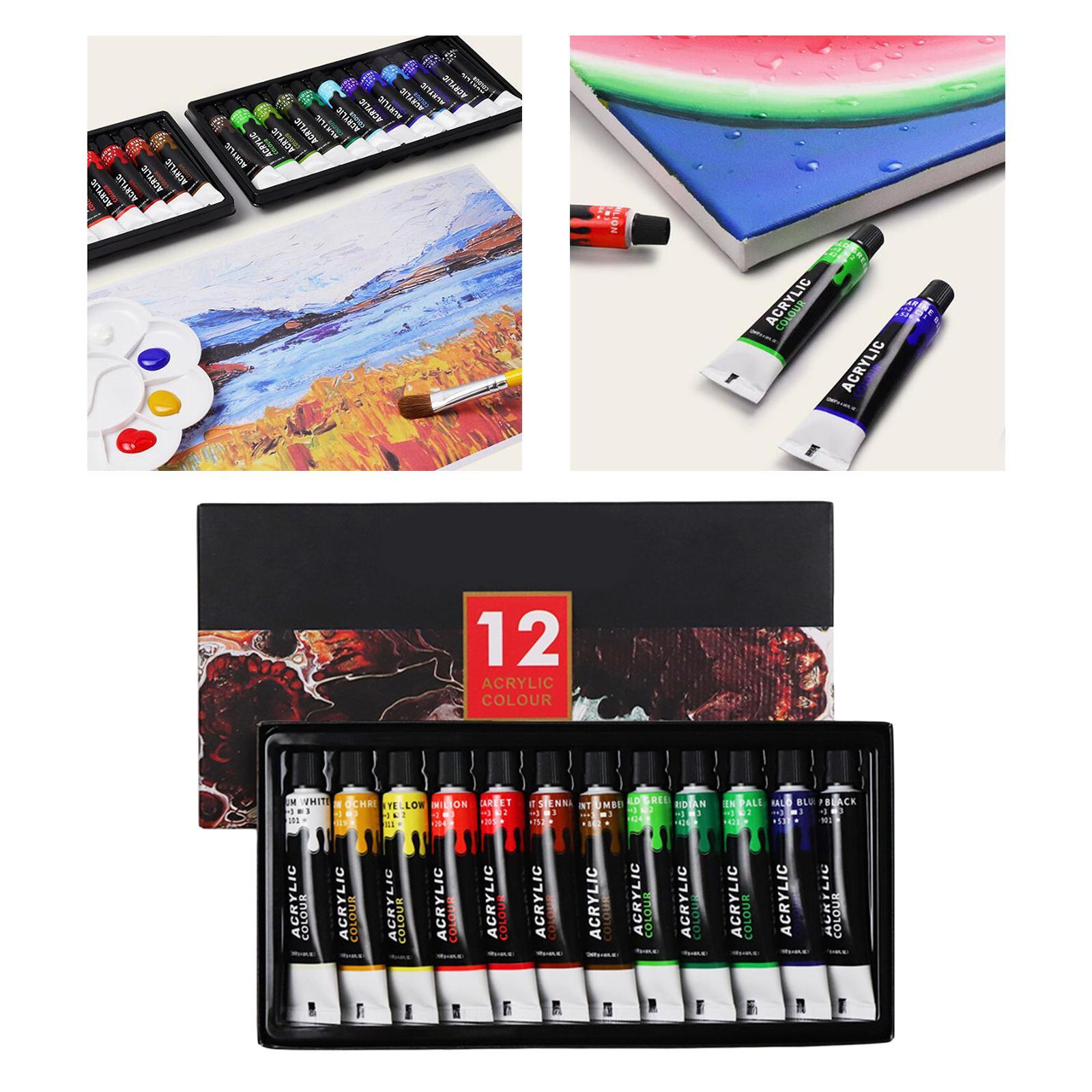 12ml Acrylic Paint Set Rich Pigments for DIY Crafts Art Supplies 12 colors
