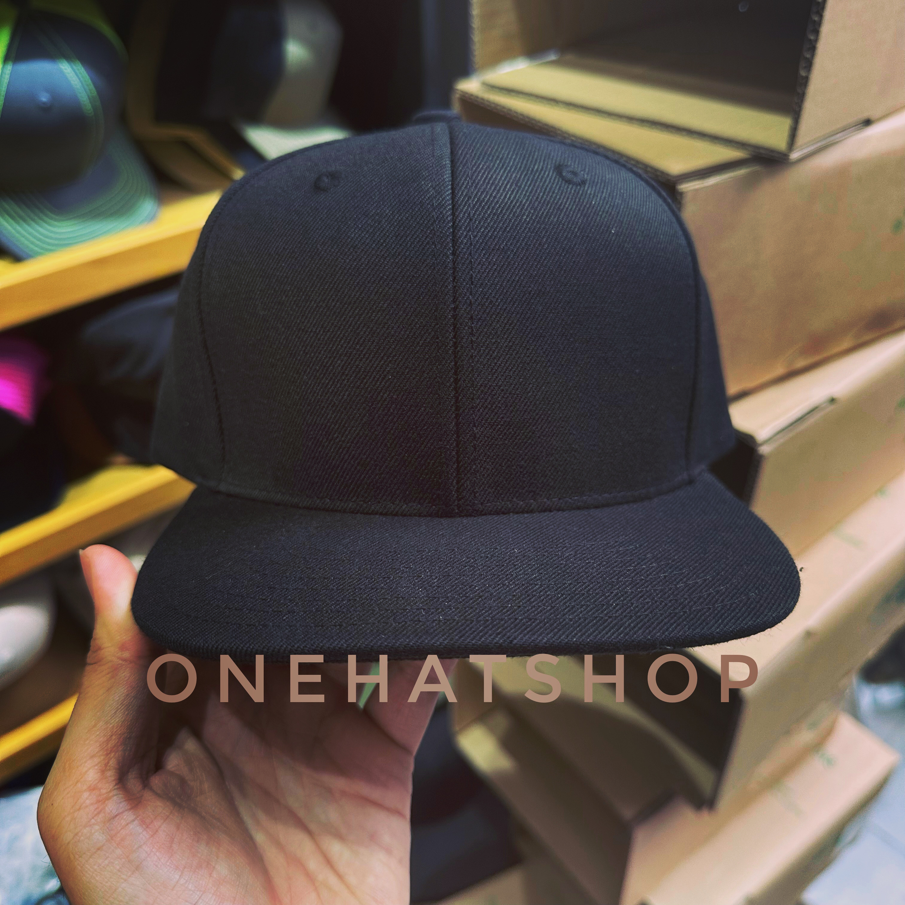 Nón Snapback Hip Hop Trơn Đen vành thẳng chất lượng cao