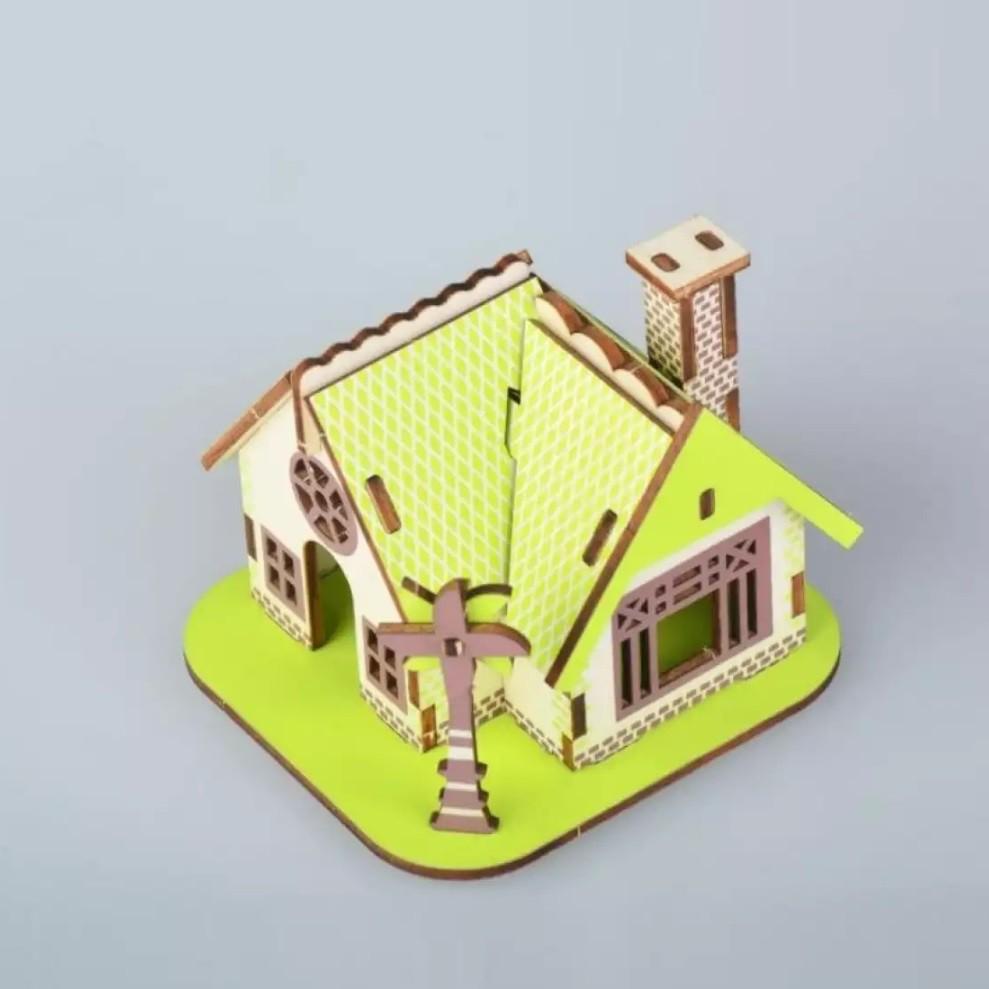 Đồ chơi mô hình lắp ráp 3D bằng gỗ - Green House