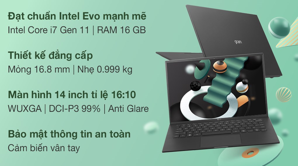 Máy Tính Xách Tay Laptop LG Gram 14Z90P-G.AH75A5 Core i7-1165G7/ RAM 16GB 4266MHz/ M.2(2280) Dual SSD slots - NVME:  512GB/ Intel Iris Xe Graphics / 14.0"(30.2cm) WUXGA (1920*1200) IPS/ / BT 5.1/ Pin 72WHrs/ Obsidian Black/ Win 10/ 999g - Hàng Chính Hãng