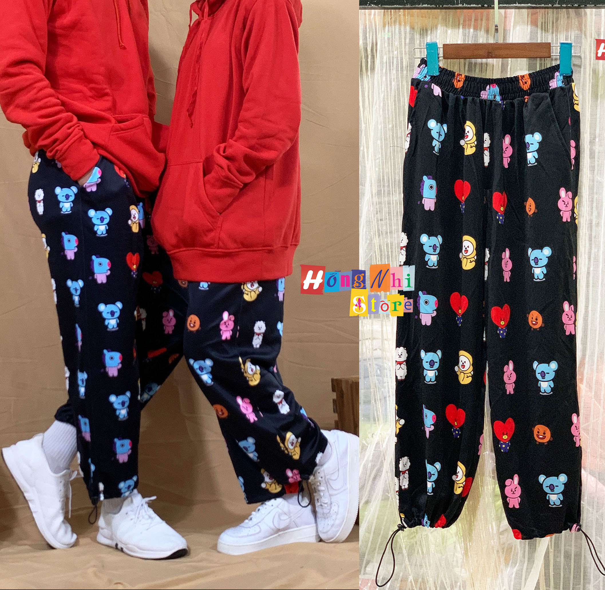 Quần Hoạt Hình Dài Dây Rút Lai BT21 BTS Cartoon Pant Oversize Ulzzang Unisex - MM