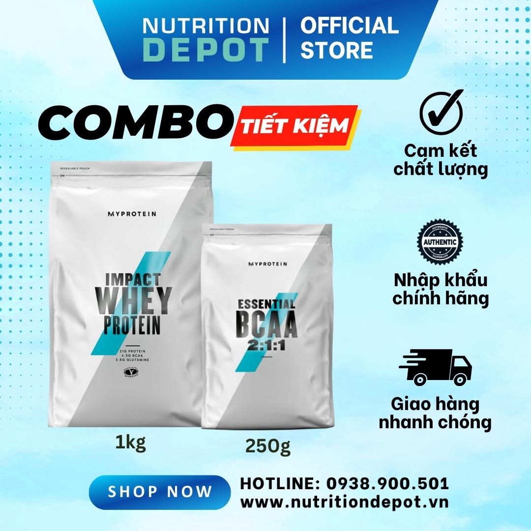 Combo Tăng cơ và phục hồi cơ - Impact Whey Protein 1kg và BCAA 250g Myprotein – Nutrition Depot Vietnam