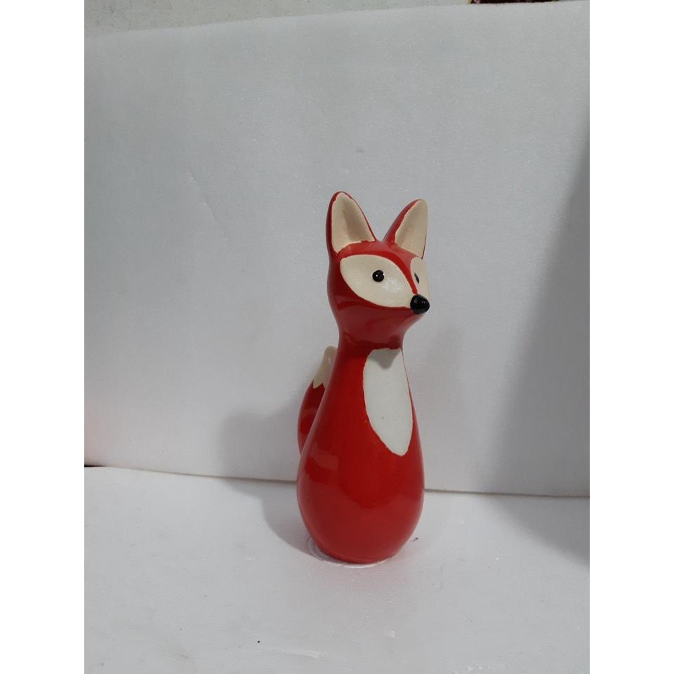 Tượng cáo đỏ bằng gốm sứ trang trí sân vườn