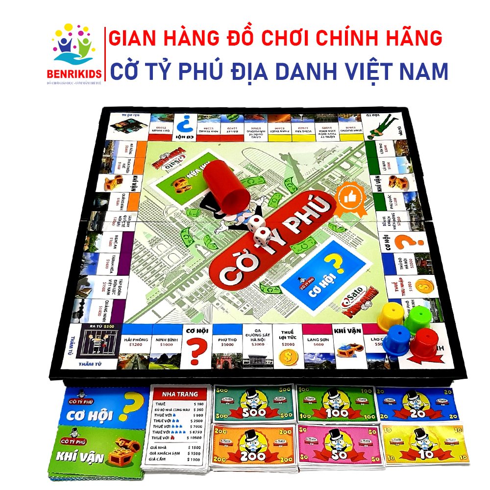 Cờ Tỷ Phú Monopoly Phiên Bản Các Địa Danh Việt Nam Tặng Kèm Xúc Xắc Gỗ,BoardGame Gia Đình Vui Nhộn Nhất Mọi Thời Đại