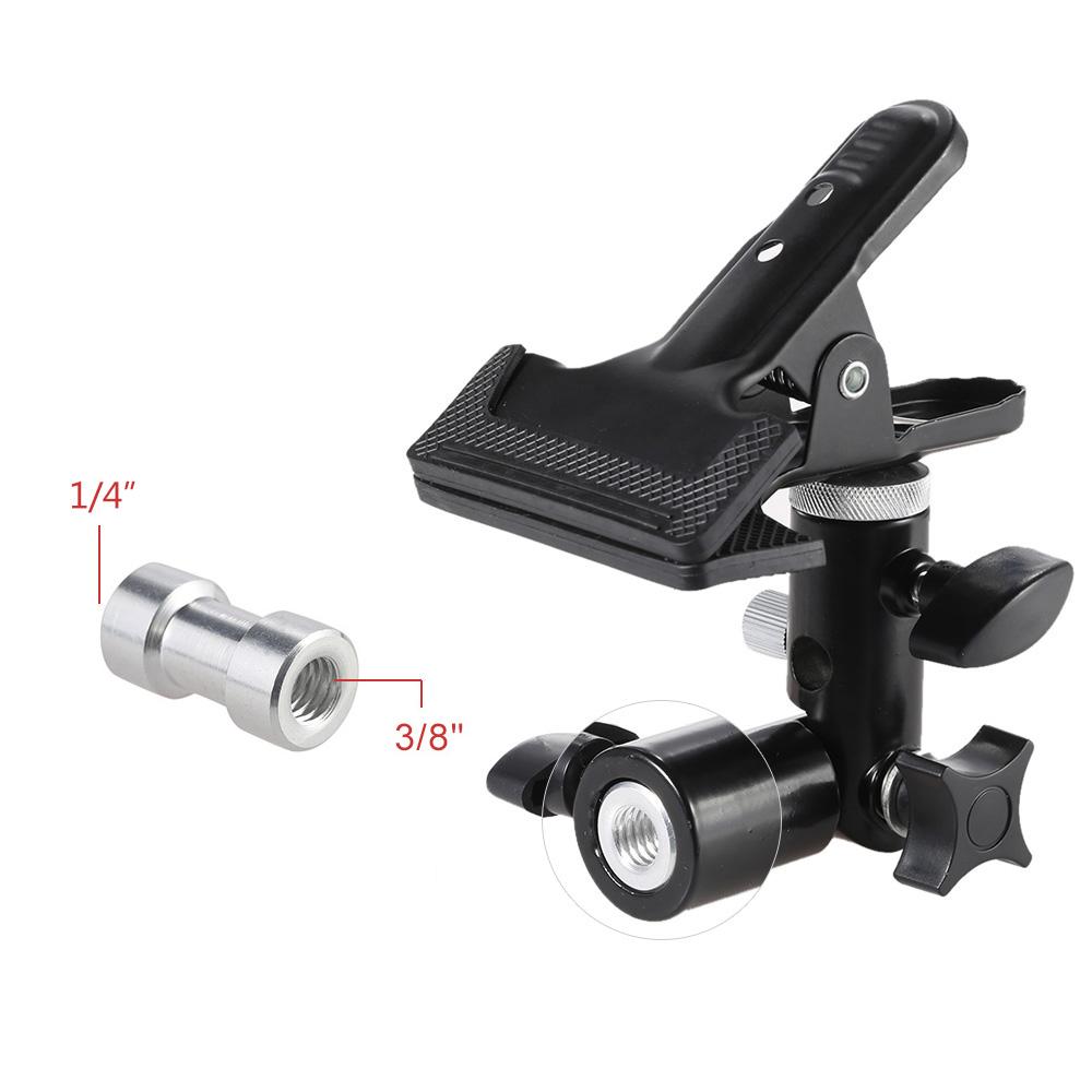 Giá đỡ kẹp kim loại với 5/8 "Phần đính kèm chân đế nhẹ 1/4" đến 3/8 "Bộ chuyển đổi xoay gắn vít cho Photo Studio