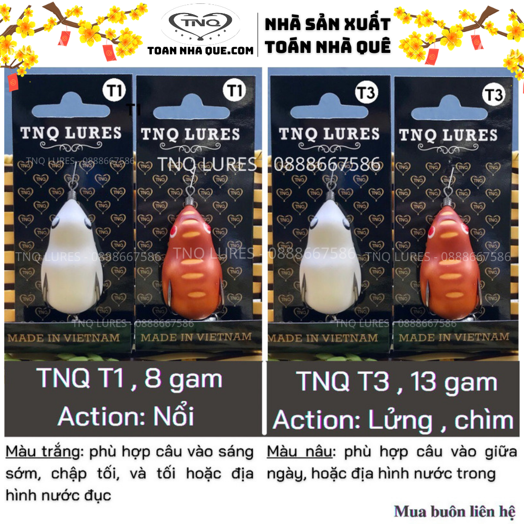 Mồi lure nhái hơi TNQ T3 Lửng, Chìm