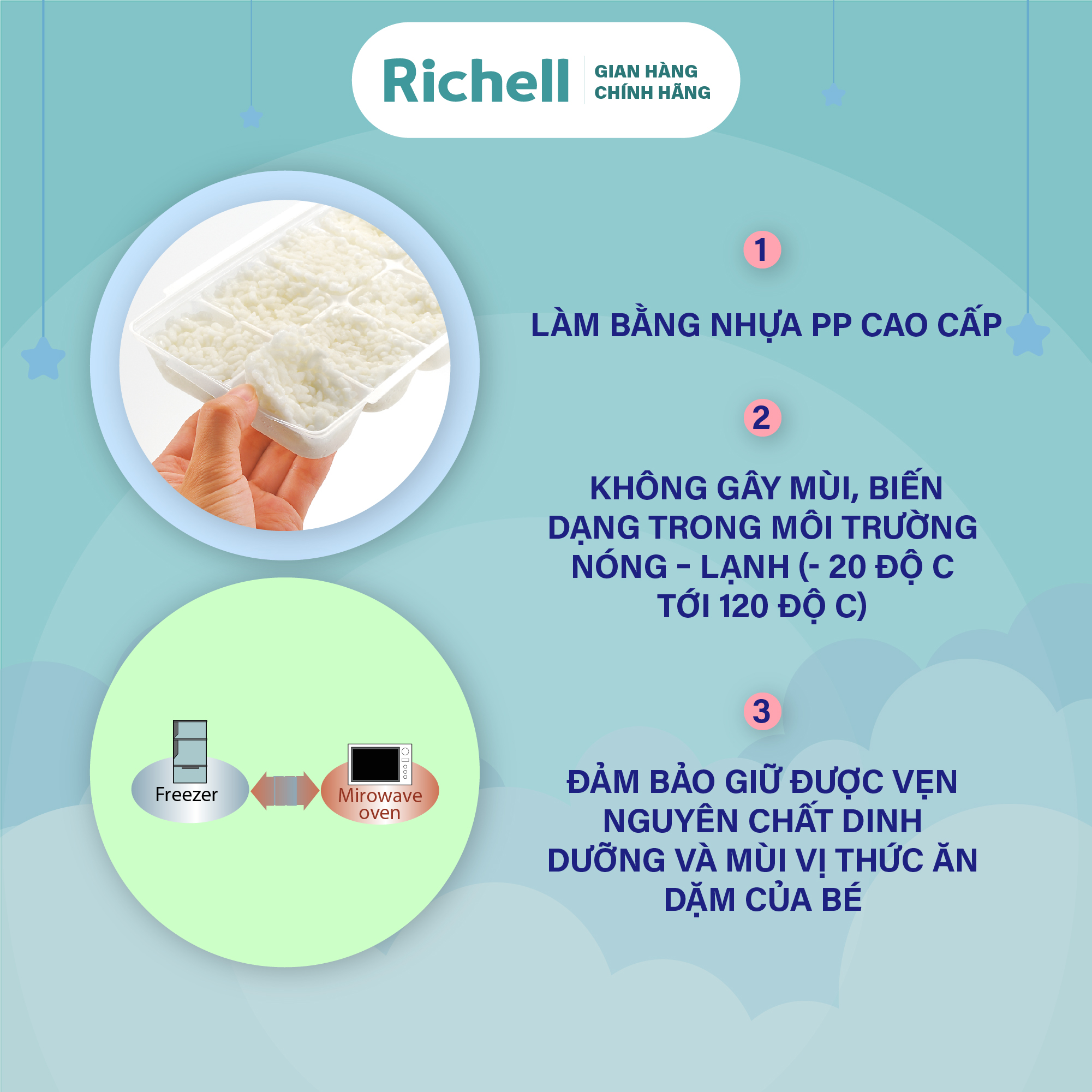 Bộ khay trữ đông thức ăn dặm Richell