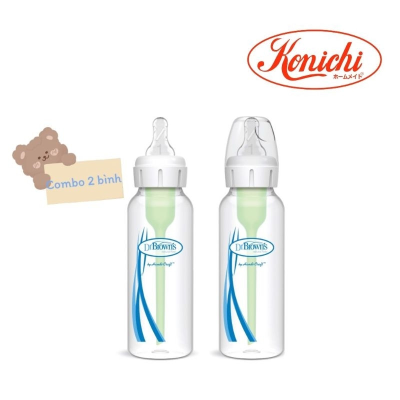Combo 2 Bình sữa Dr.Brown's cổ thường tùy chọn 250ml nhựa PP