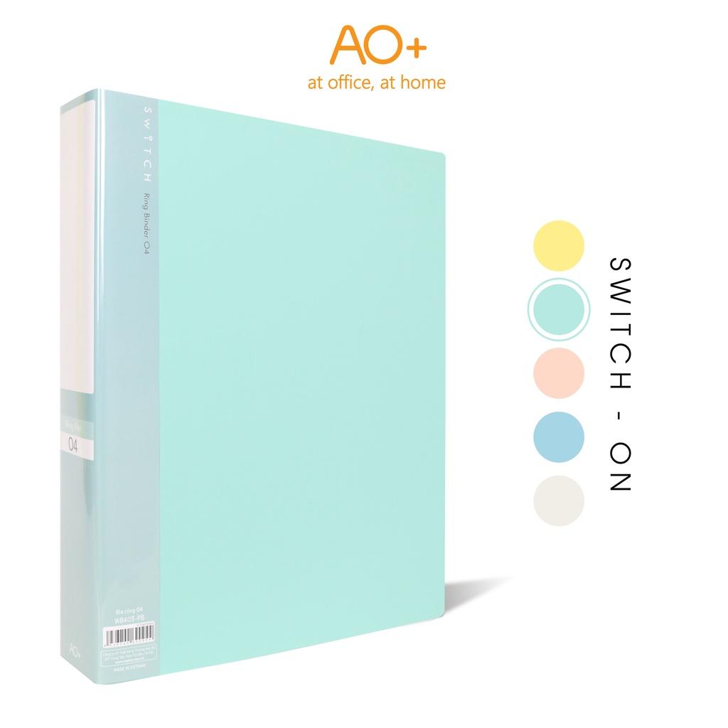 Bìa Còng O4 Switch ON AO+, Nhựa PP/ A4, 4 Nhẫn O