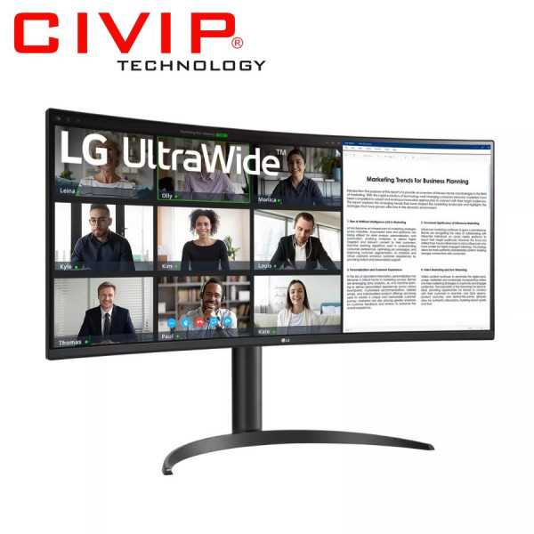 Màn hình LCD LG 34WR55QC-B 34&quot; (VA/WQHD (3440x1440)/5ms/100Hz/300cdm2/Cong) - Hàng chính hãng