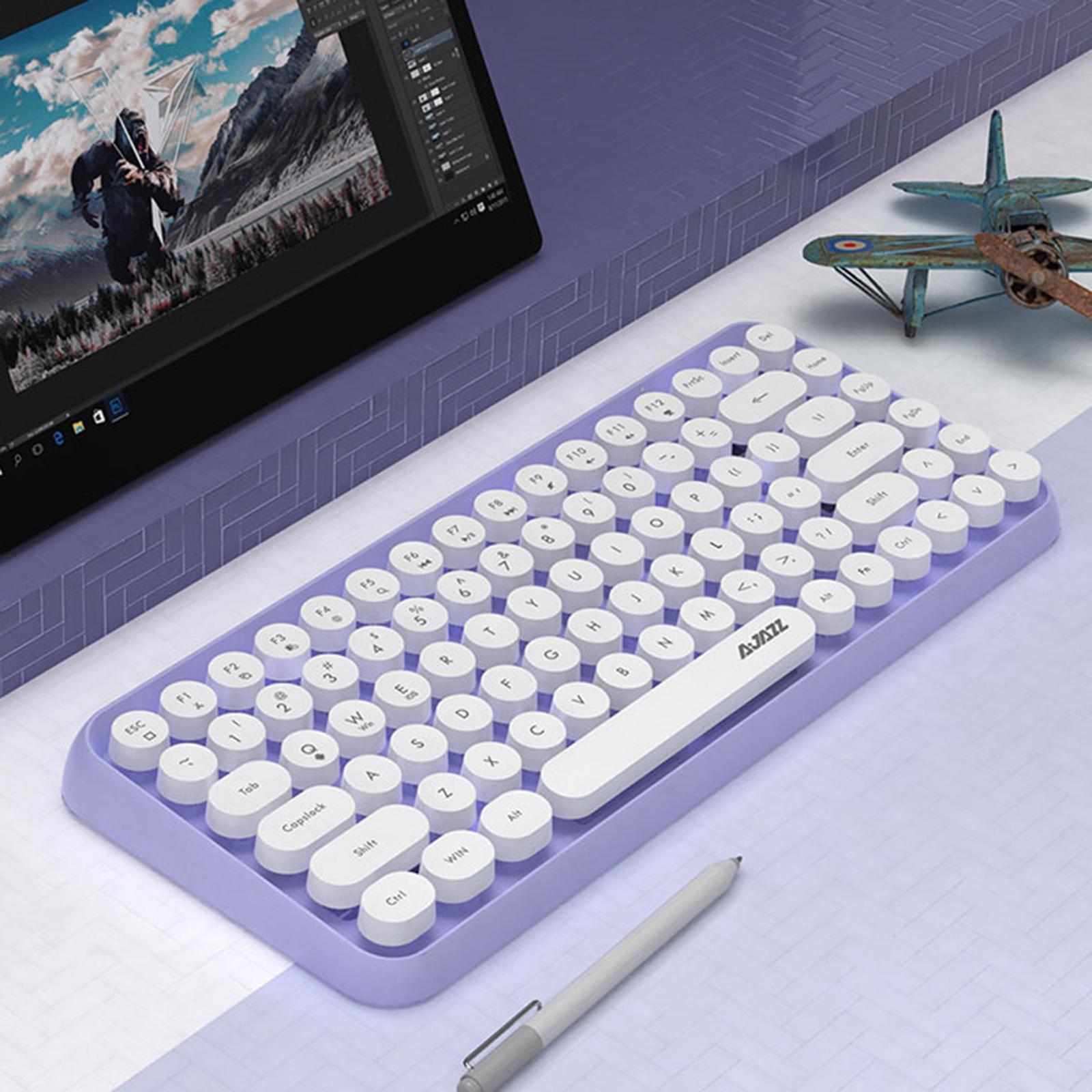 308i Wireless Bluetooth Keyboard Compact Retro Round Keycaps Gaming Keyboard
