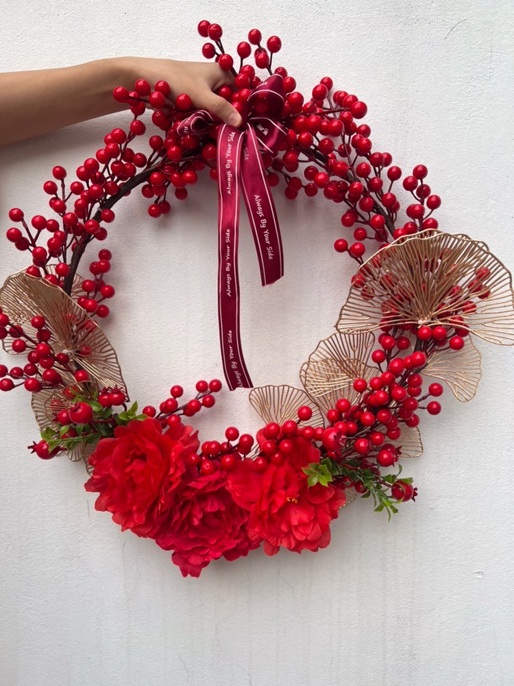 Vòng hoa, mẹt hoa, quạt hoa treo – Nhiều mẫu mã – Đường kính từ 30 đến 40 cm – Cây giả, hoa lụa decor trang trí Tết – Vòng treo phong thuỷ, hút tài lộc