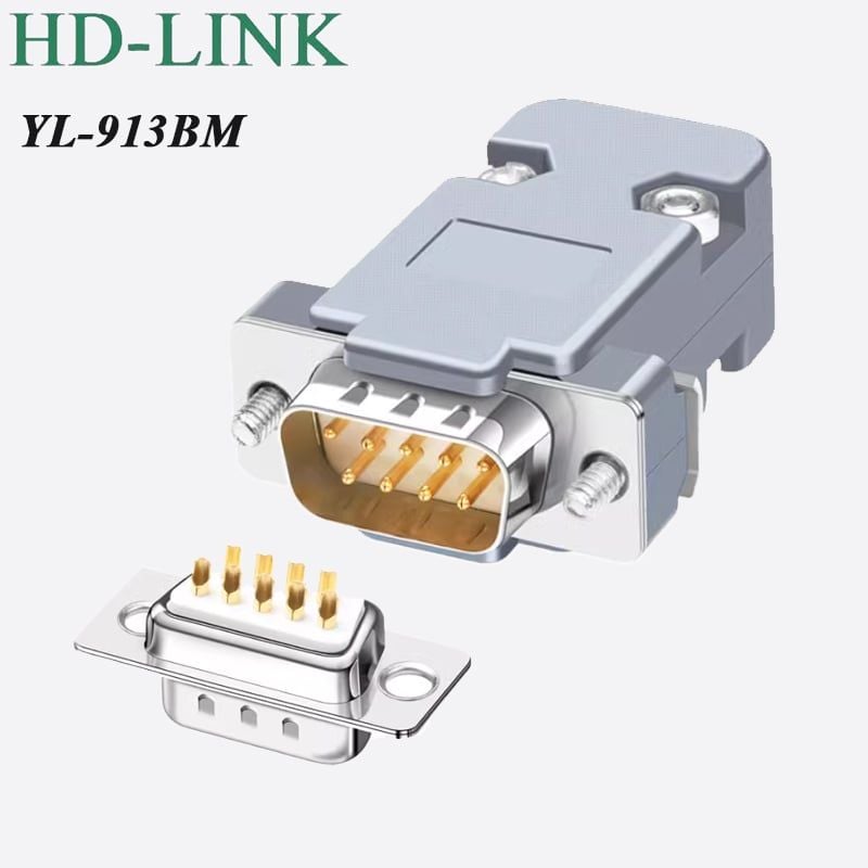 Đầu hàn COM DB9 RS232 chân đồng vỏ ốp nhựa cứng HD-LINK YL-913B 2 dạng chân cắm F/M. HÀNG CHÍNH HÃNG