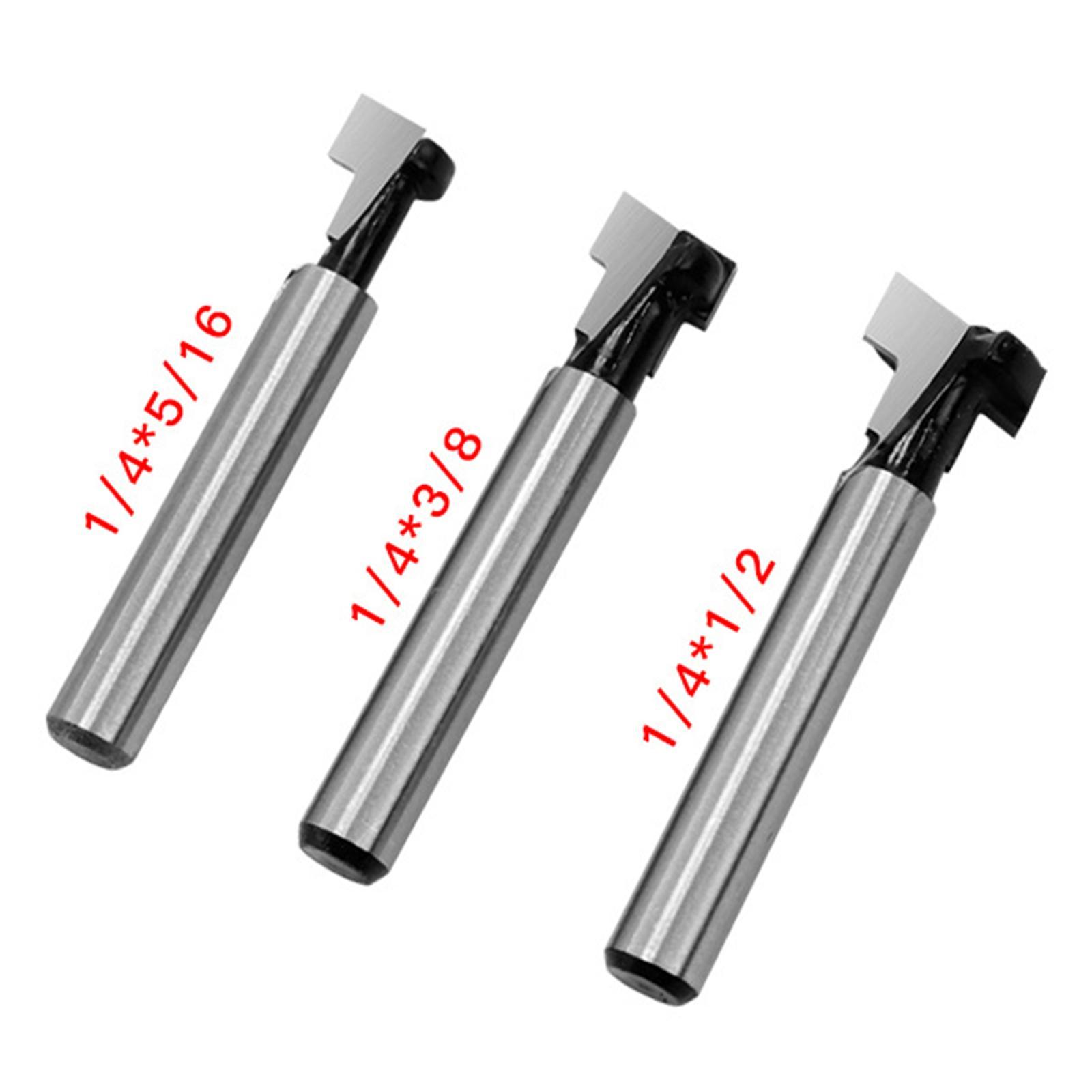3x T-Slot Cutter Router Bit 6.35mm T Slotting Milling Cutter for Carpenter