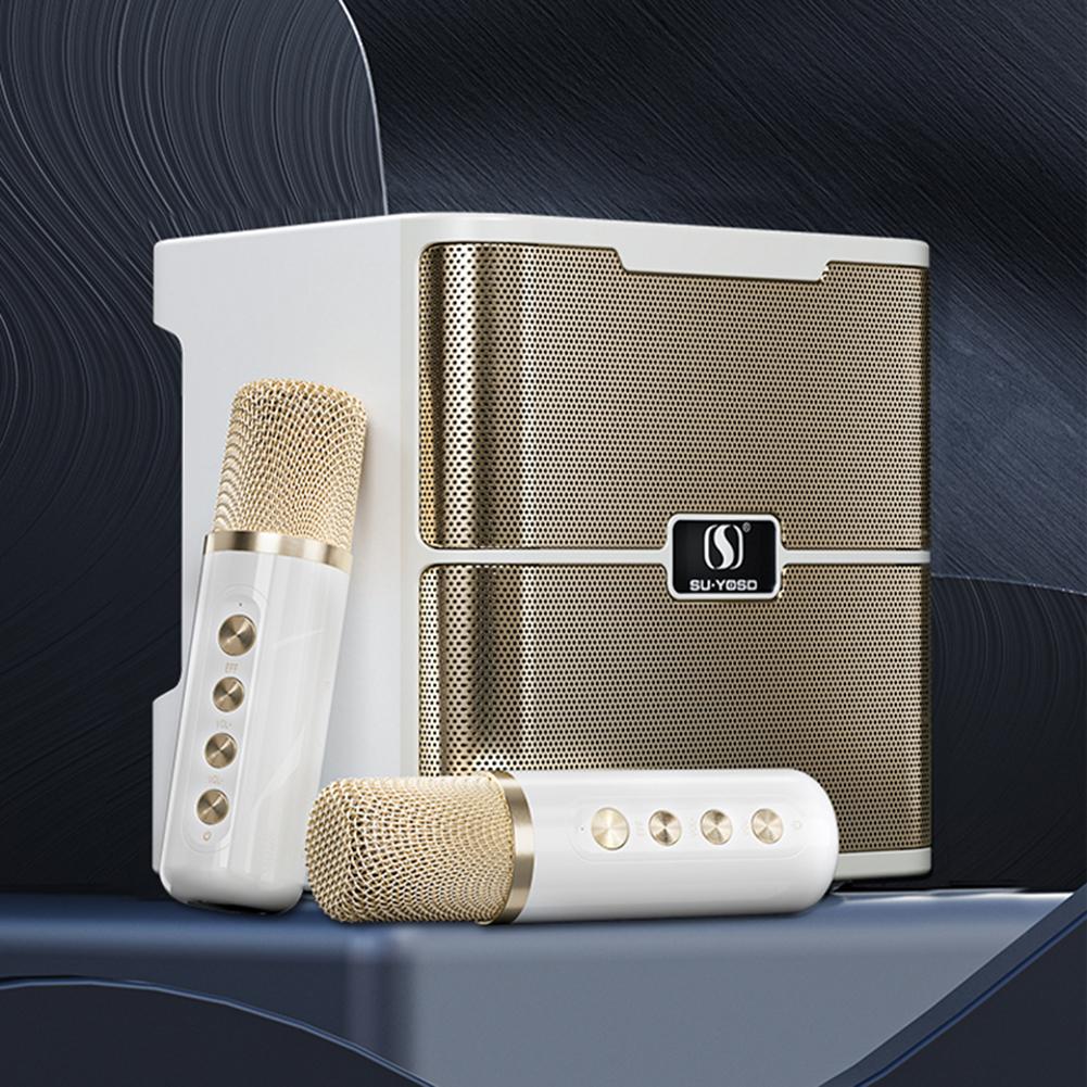 Bộ Âm Thanh Gia Đình KTV Micro Kép Máy Karaoke Loa Bluetooth Không Dây Tích Hợp Máy Hát Color: Ys-219 White