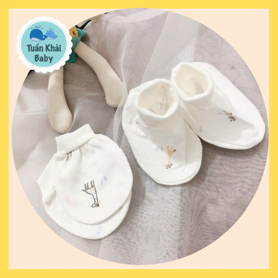 1 Set bao tay, bao chân sơ sinh cao cấp CUNCON, chất vải cotton co giãn 4 chiểu mềm, mịn, thoáng mát