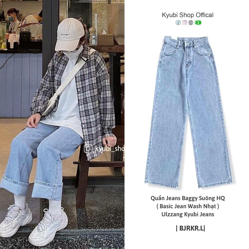 Quần jean baggy ống suông phong cách Hàn Quốc ulzzang (Có bigsize) - Quần jean ống rộng Kyubi BJRKR