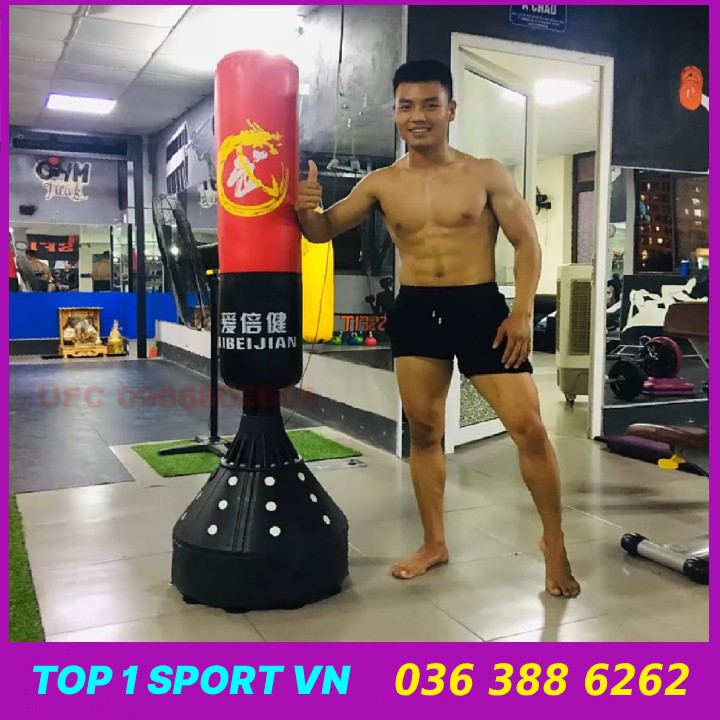 Combo Bao trụ đấm bốc tự đứng thế hệ mới + Găng tay đấm bốc mma hở ngón cao cấp - Thiết bị tập đấm bốc chuyên nghiệp dành cho boxing, mma, muay, sparring, trainning, và đối kháng