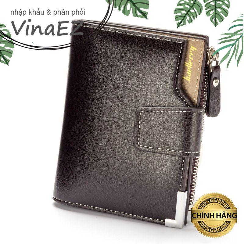 Ví bóp nam ngắn với khóa bấm và dây kéo zip nhỏ gọn, nhiều ngăn - D1282