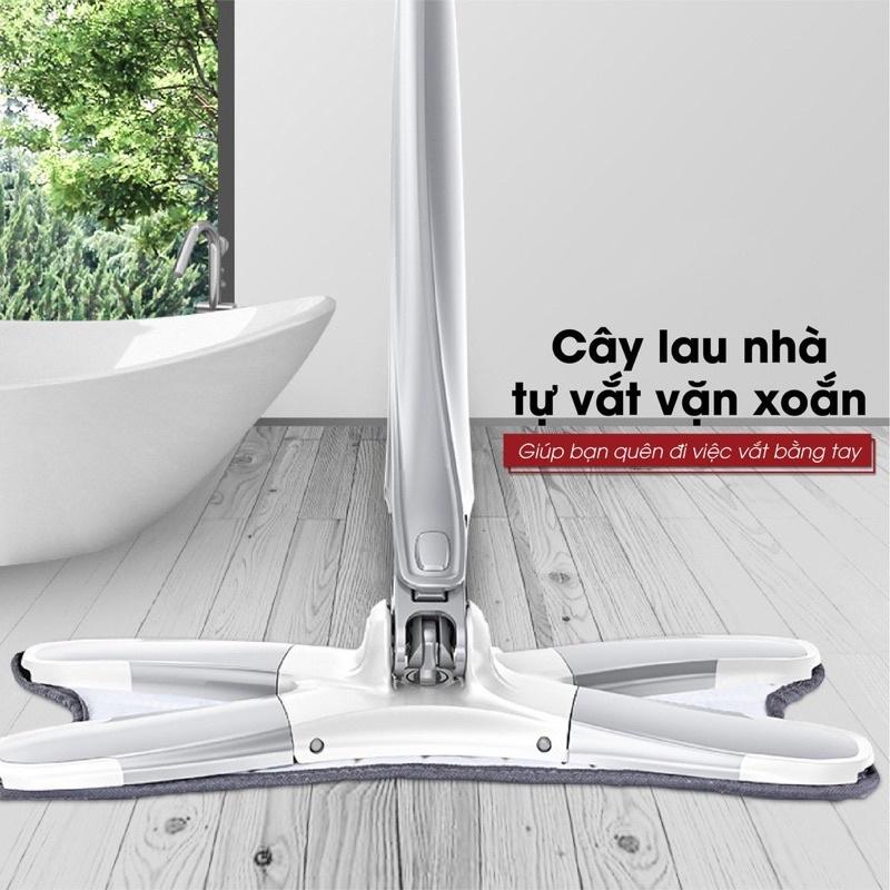 Cây chổi lau nhà chữ X, chổi lau nhà thông minh tự vắt chính hàng SPIN.MOP cao cấp